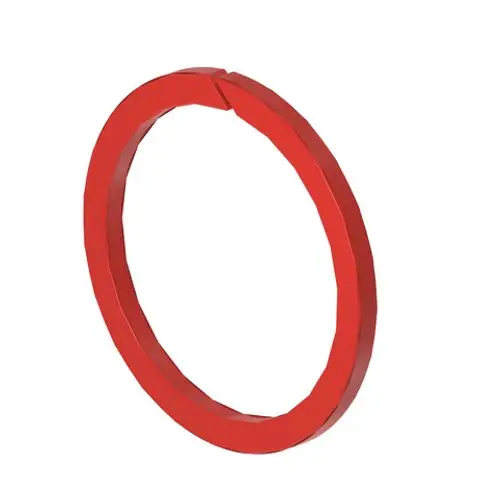 Roter Sicherungsring von Roth, mit einer unregelmäßigen, schlicht gestalteten Form, die eine Unterbrechung aufweist. Ideal für mechanische Anwendungen.